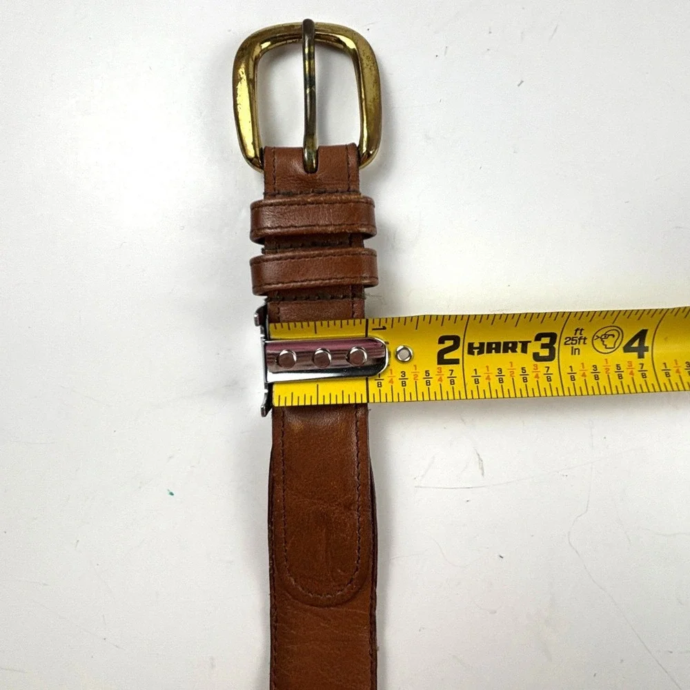 Genuine Leather Belt Mens 40 Brown Solid Brass Buckle Made‎ in USA Americana